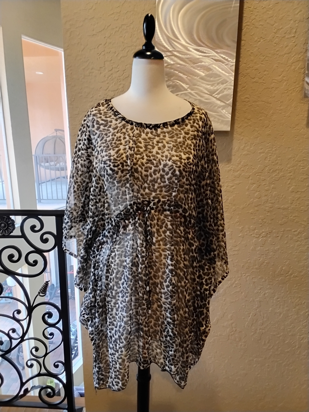 Sunflower Leopard Print Sheer Tunic - Brown & Black